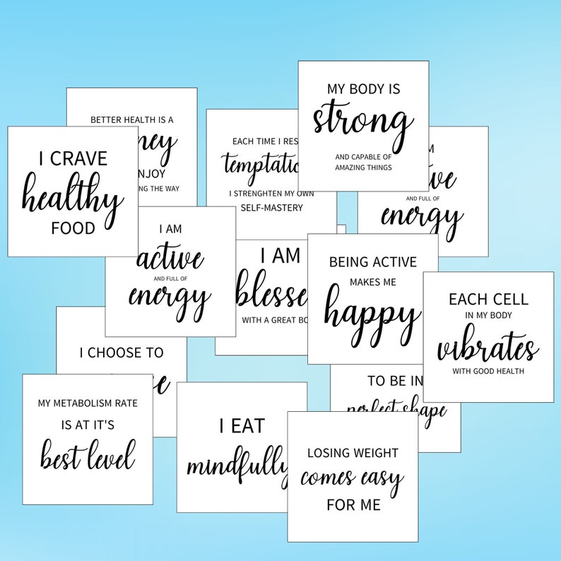 Printable Weight Loss Affirmation Cards, Set of 42 Affirmation Cards