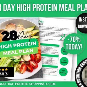 High Protein Meal Plan For Weight Loss and Muscle Gain, High Protein Recipes, 28 Day Healthy Meal Plan, High Protein Meals, 2000 Calories