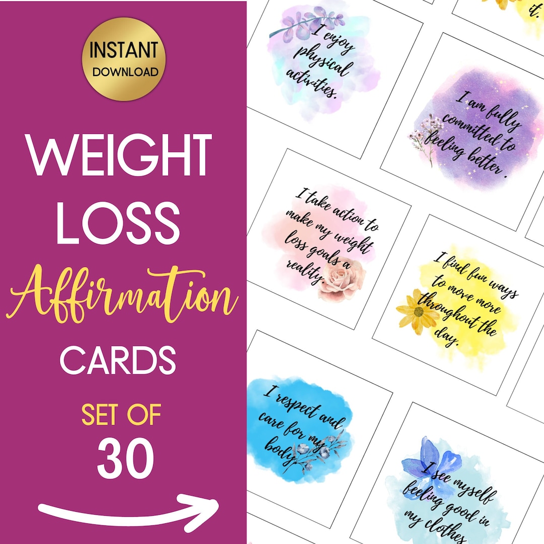 Morning Affirmations for Weight Loss Cards, Printable Positive I Am