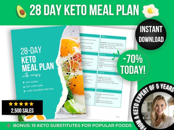 28 Day Keto Meal Plan For Women 1500 Calorie Keto Meal Plan - Etsy Canada