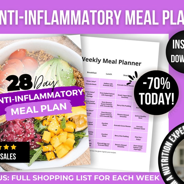 28 Day Anti Inflammatory Meal Plan, 4 Week Anti-Inflammatory Diet Food Guide With Healthy Recipes