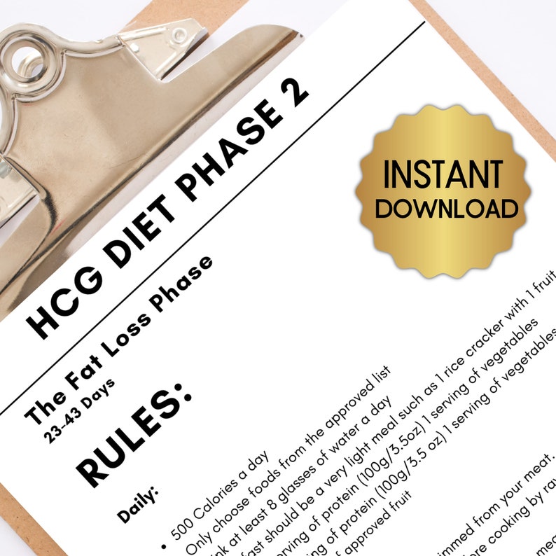 HCG Diet Phase 2 Food List, HCG Phase 2 Food List PDF, Food Tracker