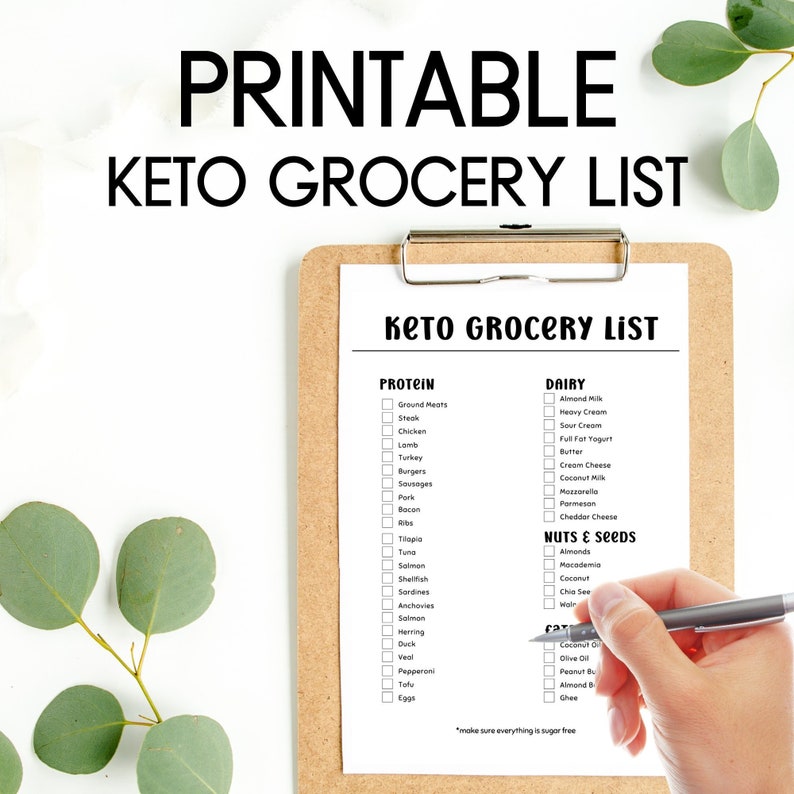 Keto Grocery List, Printable Grocery List for the Keto Diet, Keto Diet ...