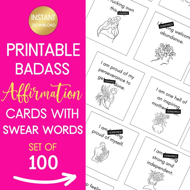 sweary-affirmation-cards-sassy-affirmations-badass-etsy-canada