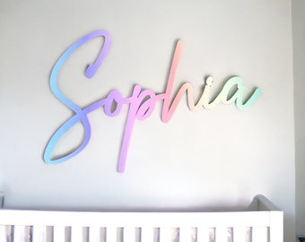 Signo de nombre de madera personalizado para la decoración de la pared de la guardería, signo de nombre de madera personalizado, signo de nombre de la guardería, letras de madera, signo de nombre de la guardería del bebé