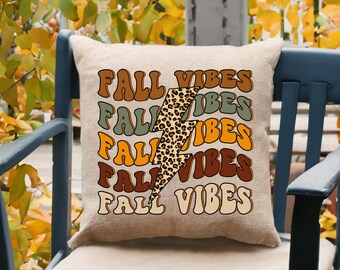 Fall Vibes Pillow, Fall Pillow Cover, Decorative Pillow, Autumn Cushion, Farmhouse Pillow, Fall Home Decor, Fall Porch Pillow,Farmhouse Fall