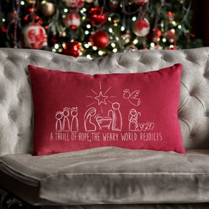 Christmas Holly Night Pillow, Christmas Pillow, Nativity Pillow, Christmas Decorations, Farmhouse Decor, Christmas Gift, Christmas Decor