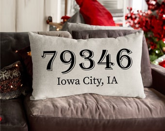 Zip Code Pillow, Address Pillow, New Home Pillow, Home Pillow, Housewarming Gift, Christmas Gift, Personalized Pillow, Personalize Pillow