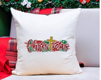 Christmas Pillow, Cross Pillow, Christmas Pillowcase, Christmas Gift, Christmas Home Decor, Seasonal Pillow, Holiday Pillow