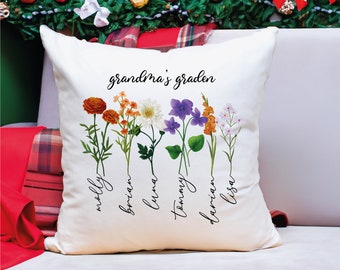 Custom Nana's Garden Pillow, Personalized Birthflower Pillow, Grandmas Garden Pillow, Christmas Gift, Grandma Pillow, Grandkids Name Pillow