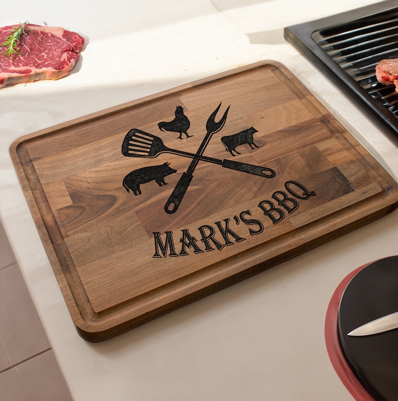 Fathers Day Gift, Grilling Gifts, BBQ Cutting Board, Custom BBQ Board, BBQ Gifts, Meat Cutting Board, Personalized Cutting Board,Steak Board zdjęcie 3
