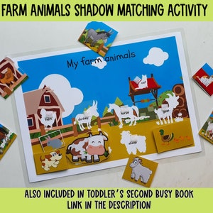 Toddler Busy Book Printable ,Animals Shadow correspondant à des activités, Sillhouette, classeur d&#39;apprentissage pour tout-petits, maternelle, préscolaire imprimable,