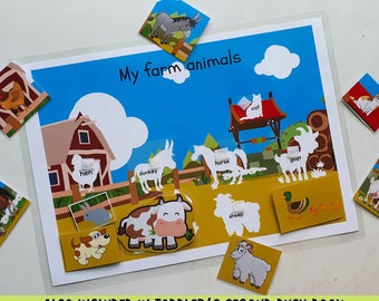 Toddler Busy Book Printable ,Animals Shadow matching activities, Sillhouette, toddler learning binder, kindergarten, preschool printable,