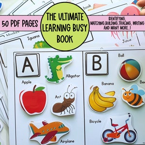 Livre occupé à imprimer, Classeur d'apprentissage pour tout-petits, Activités préscolaires, Ressources pour l'école à la maison, Matériel Montessori, Livre pour enfants calme, Numérique