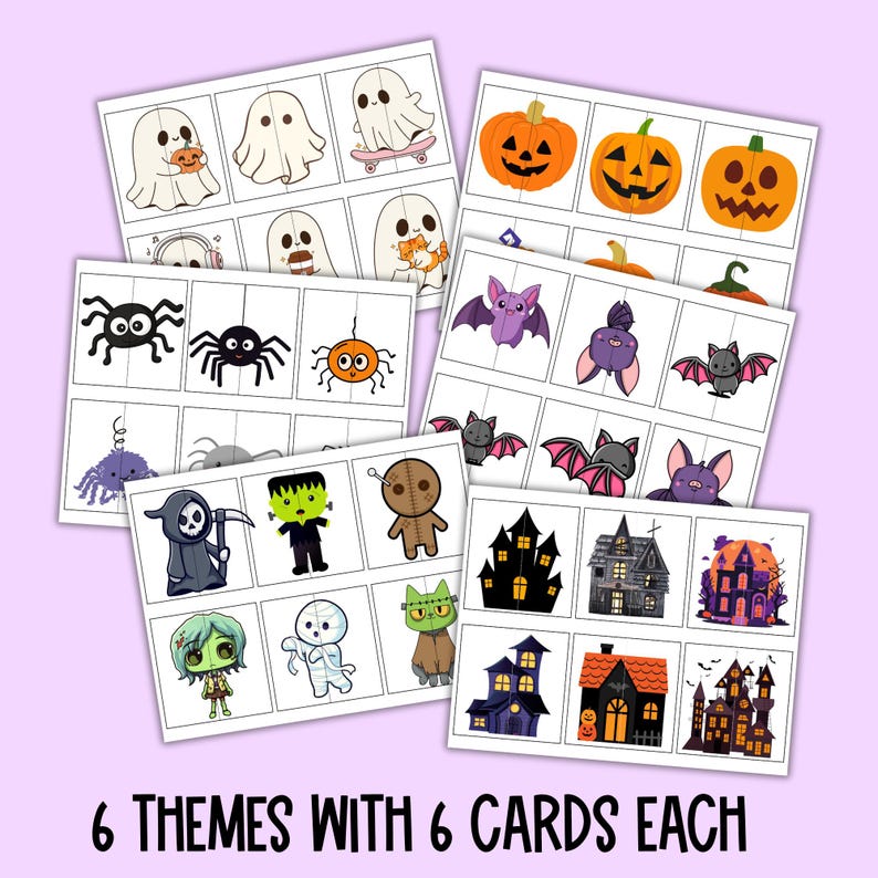 Halloween Matching Cards, Preschool Halloween Activity, Fall Activity