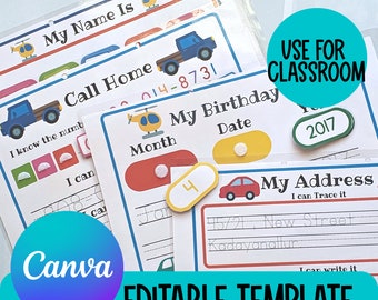 Phone Number and Address Preschool Curriculum, Editable Template, Kindergarten Homeschool Learning Resources Preschool printables