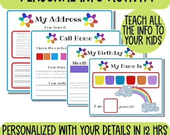Phone Number and Address, Preschool Curriculum, Toddler Printable, Kindergarten, Learning Address, Learning Phone Number, Life Skills
