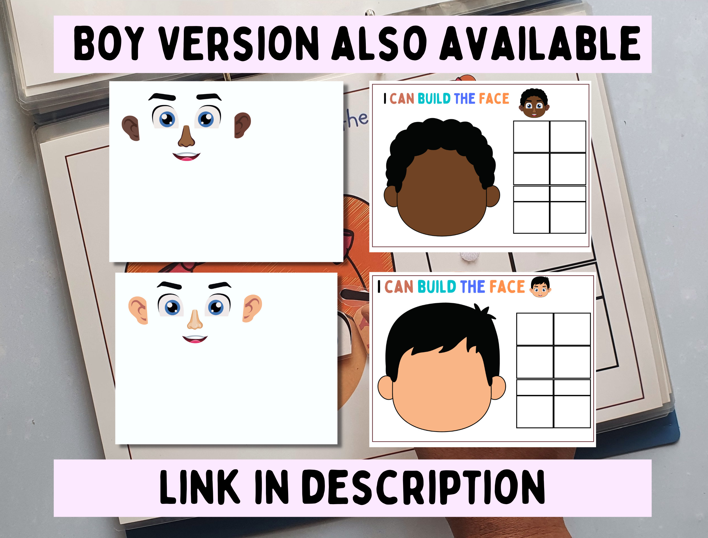 Toddler Busy Book Activity, Preschool Curriculum, Parts of the Face ...