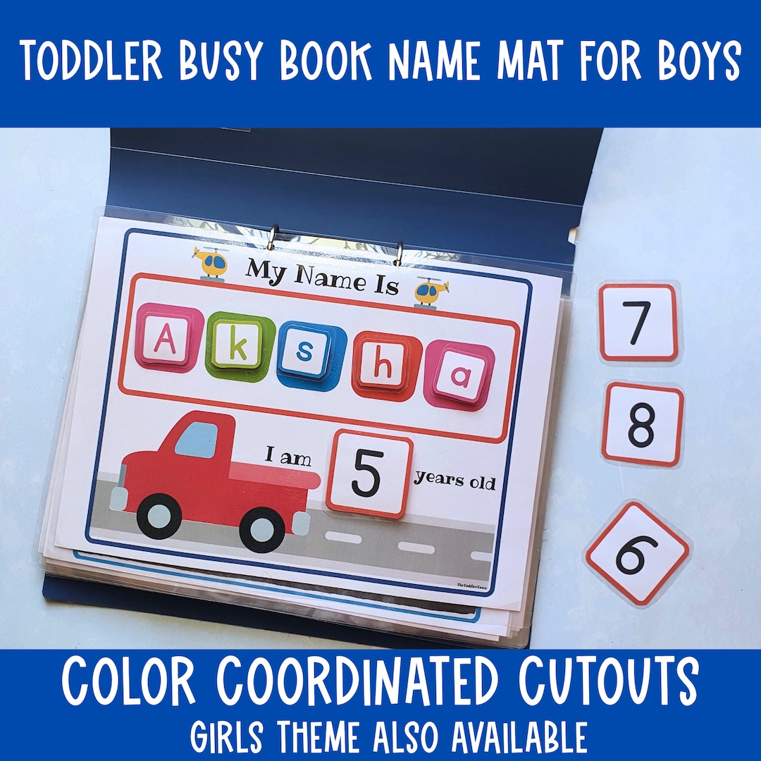 Toddler Busy Book Name Mat, Learn to Spell Name for Preschooler,custom ...