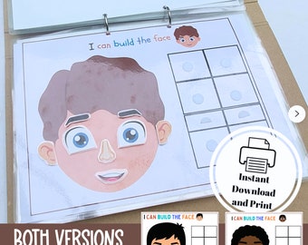 Montessori Activities for Preschool,Parts of the Face,Preschool curriculum,Quiet book printable,Montessori Materials printable,Boys activity