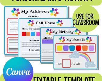 Toddler Busy book,Editable Canva Template,Personal info,Preschool curriculum,Custom Name  Builder,learning binder,Busy Book Toddler