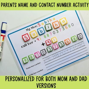Preschool Worksheet, Learn Emergency Contact Number , Homeschool curriculum, Life skills Activity, Toddler Busy Book Page, Learning Binder