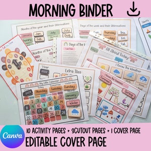 Preschool Morning Bundle, Circle Time Busy Book Preschool Curriculum, Homeschool Preschool Worksheets, Learning Folder,Busy Binder for kids