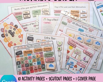 Preschool Morning Bundle, Circle Time Busy Book Preschool Curriculum, Homeschool Preschool Worksheets, Learning Folder,Busy Binder for kids