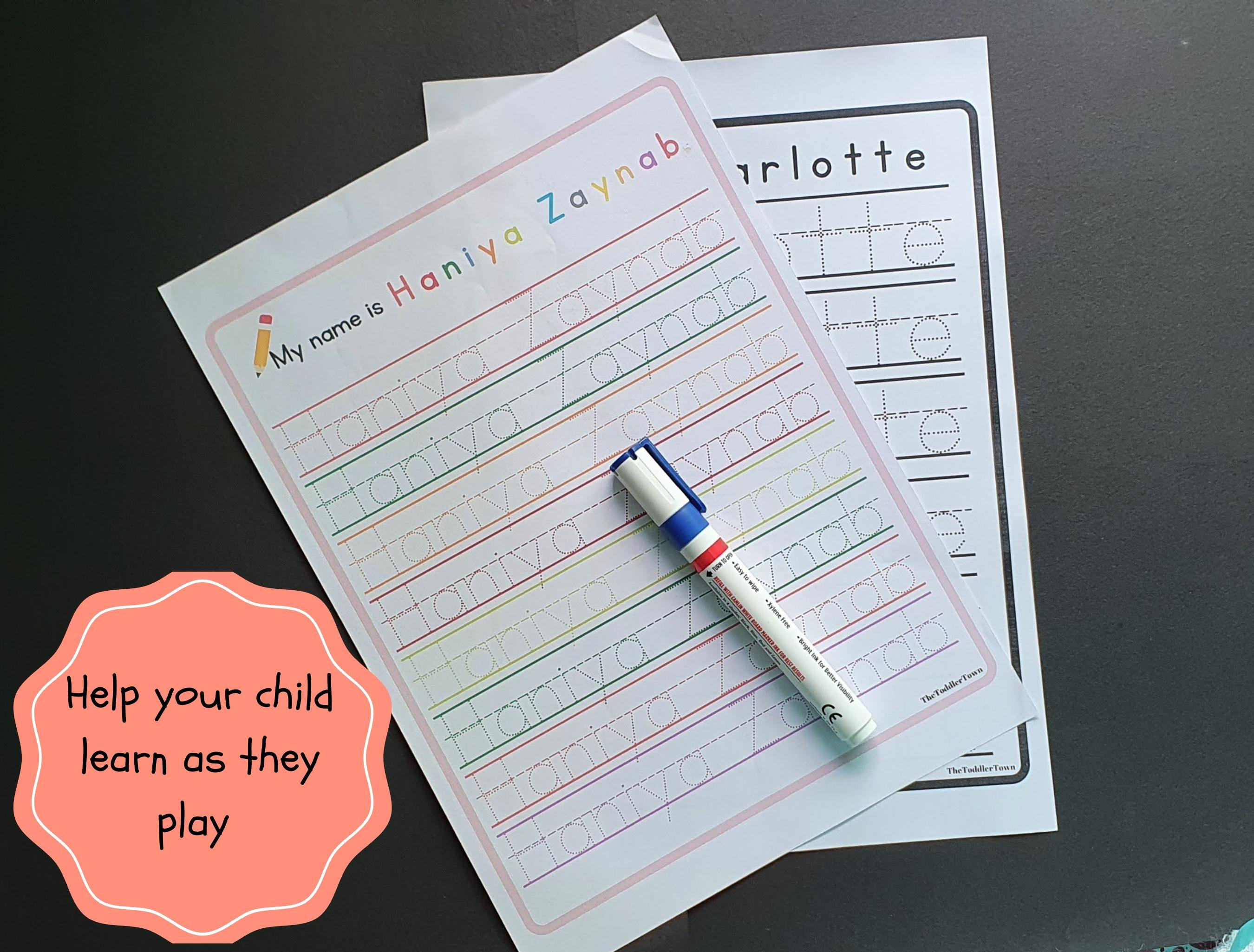 Custom Name Tracing Sheet Handwriting Practice Personalized Name Trace ...
