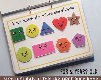Busy Binder Activity, Shape Matching Printable, Preschool curriculum, First learning binder,File folder,Matching shape preschool activity