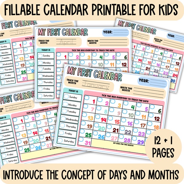 Preschool reusable Calendar,Montessori Calendar For Kids, Fillable Calendar,reusabe Calendar For Preschool Curriculum, Homeschool Resources