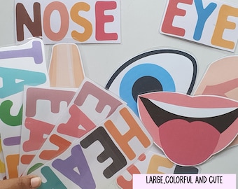 Carteles de actividades de los cinco sentidos, tablones de anuncios imprimibles, Mi cuerpo, tarjetas didácticas grandes para niños pequeños, Carpeta de aprendizaje, plan de estudios preescolar