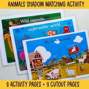 Preschool Curriculum, animals Shadow matching preschool learning binder, 2 year old busy book, Homeschool curriculum, preschool printable