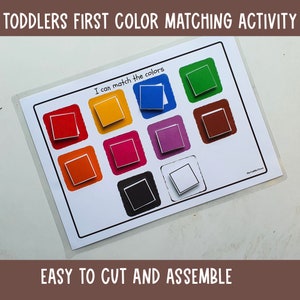 Busy Binder Activity,Color Matching, Color Activity, Learning Colors, Toddler Activity, Preschool worksheets, Homeschool Curriculum
