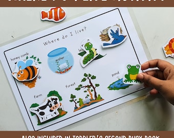 Peuter bezig boek activiteit, voorschools curriculum Homeschool, peuter leermap, drukke boekideeën, 2 jaar oud rustig boek