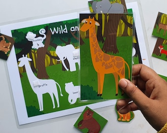 Drukke bindmiddelactiviteit| Dieren|educatief boek peuter Leren bindmiddel|Voorschoolse werkblad|Drukke boekideeën|2 jaar oud|bestandsmapspel