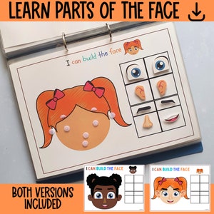 toddler busy book activity, Preschool curriculum, Parts of the face matching, Body parts, Montessori materiatls,Preschool Worksheets Toddler