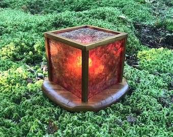 Teak and Mica Accent Lamp