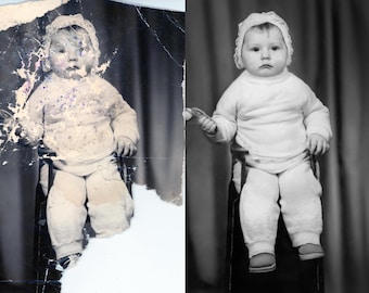Fotorestauratieservice, reparatie van oude foto's, afbeelding inkleuren, kwaliteit verbeteren (digitale levering)