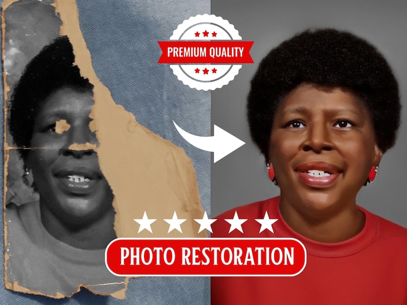 Restored old couple portrait with natural tones and lifelike detail. This digital restoration enhances skin texture, clothing color, and background clarity while removing stains and fading. A timeless keepsake created with passion and precision.