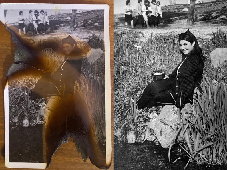 A repaired vintage photograph showcasing realistic detail and color restoration. Faded tones are revived, and the picture’s natural charm is enhanced. Ideal for anyone searching for expert photo retouching or old image repair.