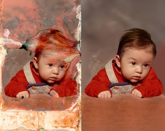 Fotorestauratie Reparatie Historische familieportretten Verbeteren genealogische archiefafbeeldingen Vintage fotoverbetering