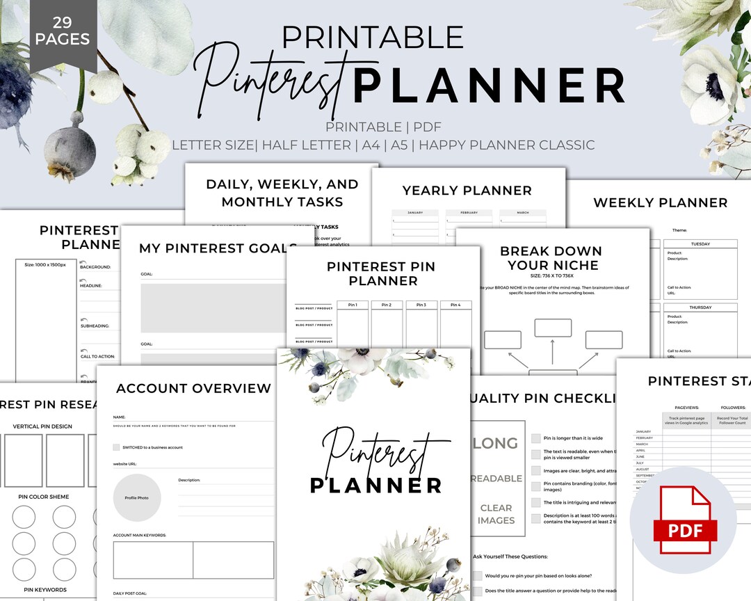 Pinterest Planner Printable - Download, Pinterest Strategies and ...
