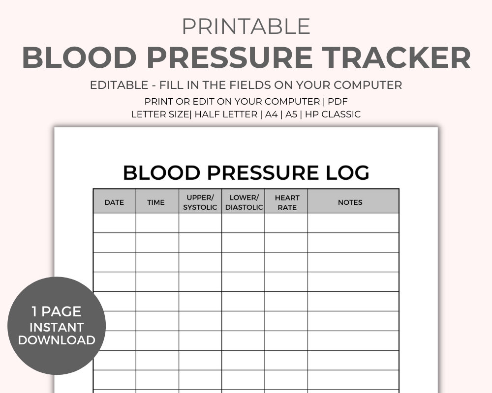 Free Printable High Blood Pressure Chart
