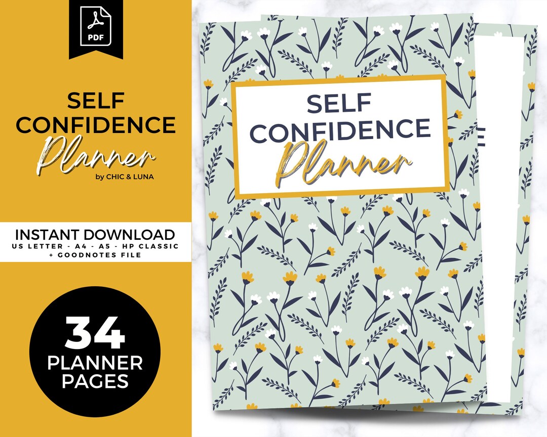 Self Confidence Planner - Printable - Digital Self Care Worksheets ...