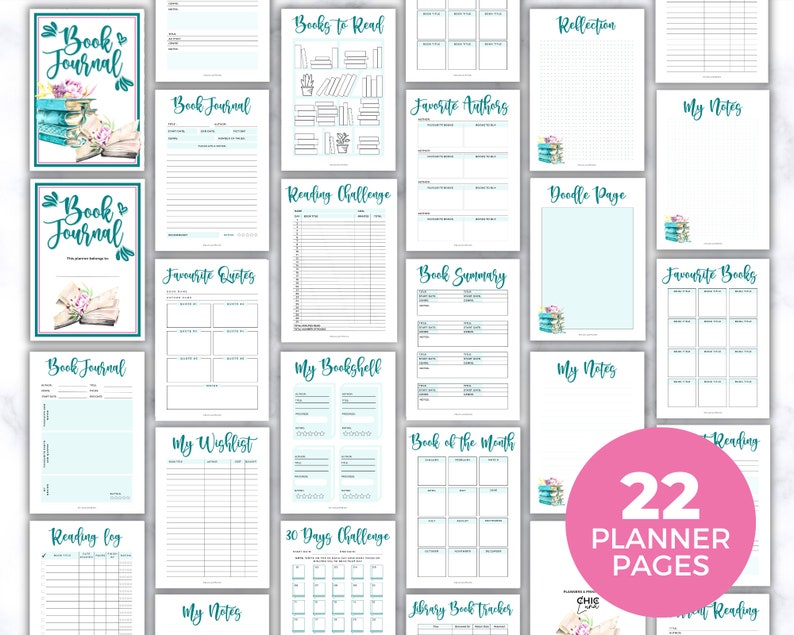 Book Journal Planner Printable Instant Download Reading - Etsy