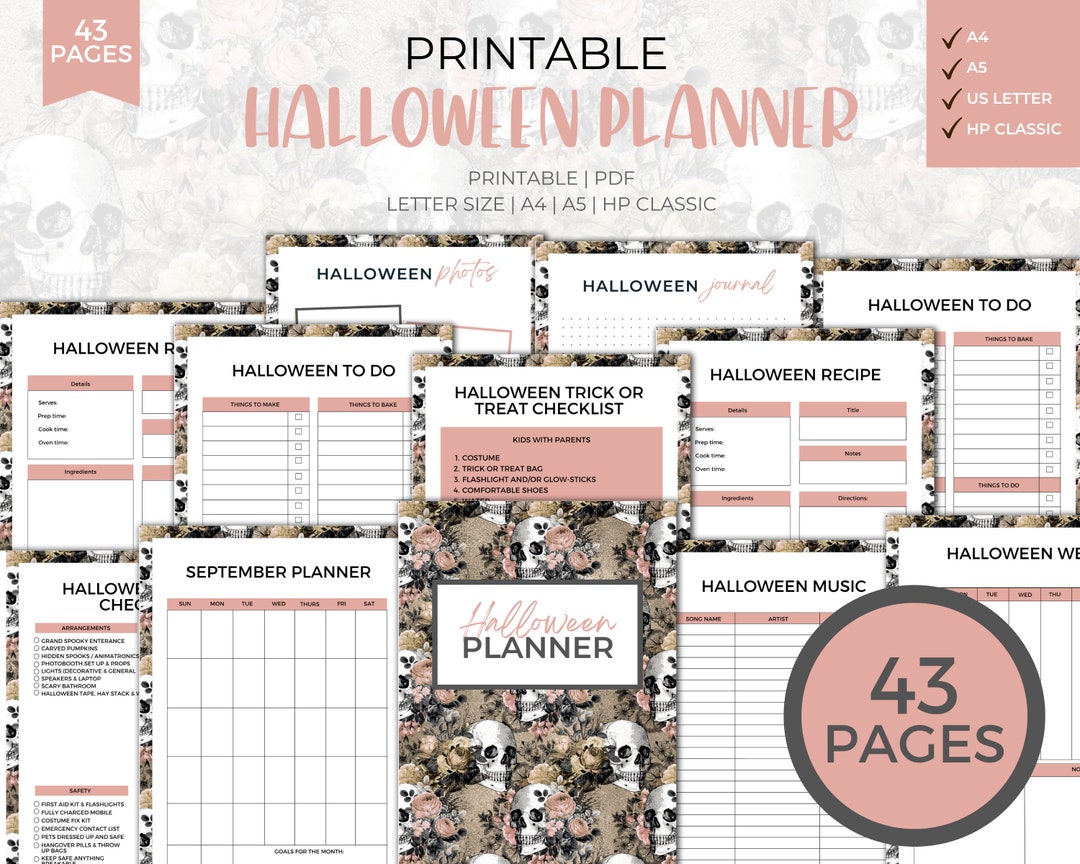 Halloween Planner Printable, Holiday Planner, Halloween Planner Insert ...