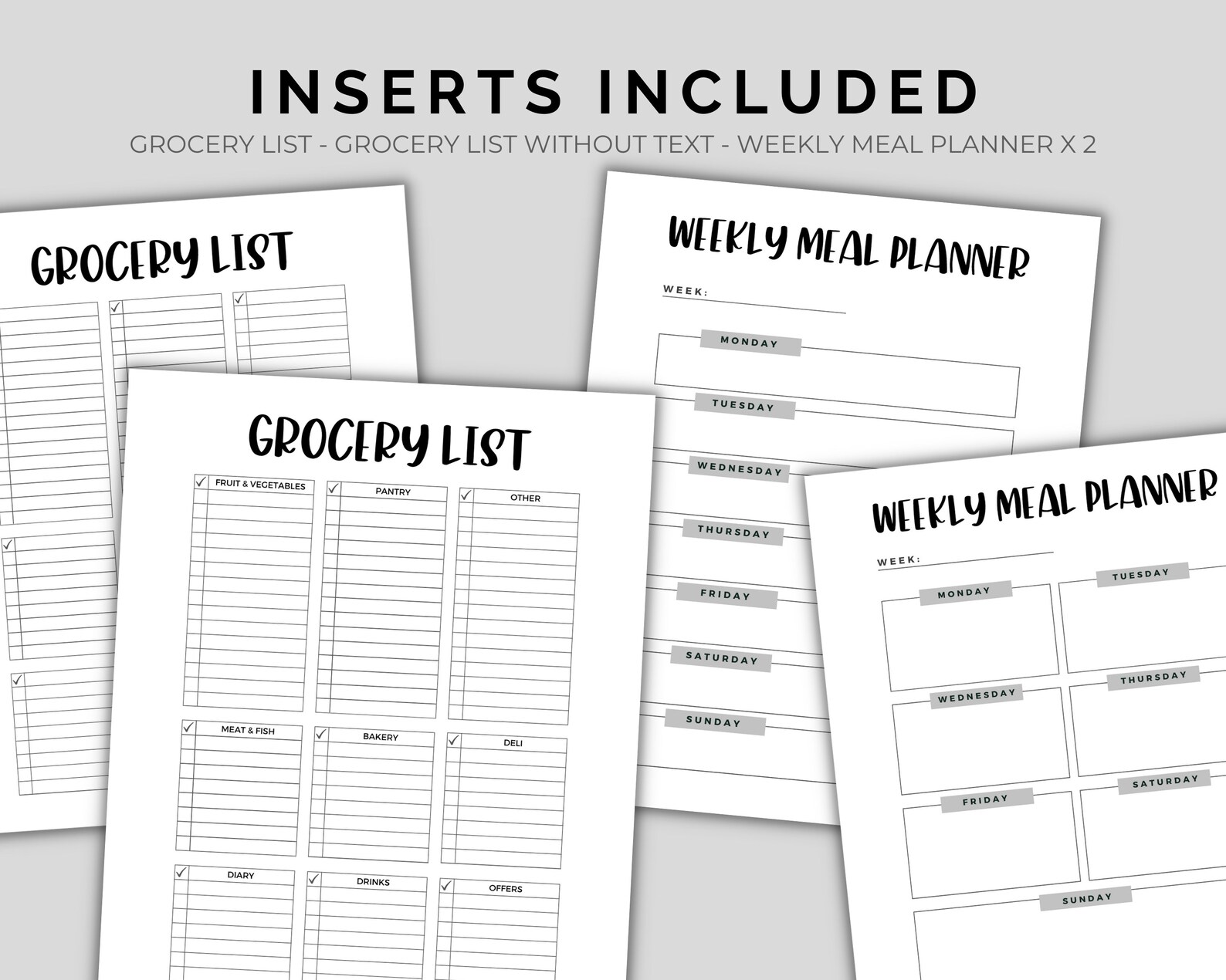 Weekly Meal Planner Printable: Grocery List, A4 A5 Letter Size (PDF ...
