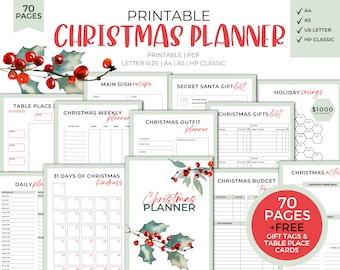 Christmas Planner Printable, Holiday Planner, Gift Budget Planner, Christmas Gift List, Christmas Binder, Xmas Planner, Christmas To Do List