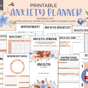 Anxiety Planner Printable: Mental Health Journal, Self-Care (PDF)